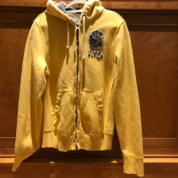 AUTHENTIC VINTAGE Y2K 🔥 ABERCROMBIE & FITCH GOLD ZIP UP HOODIE - Picture 1 of 9